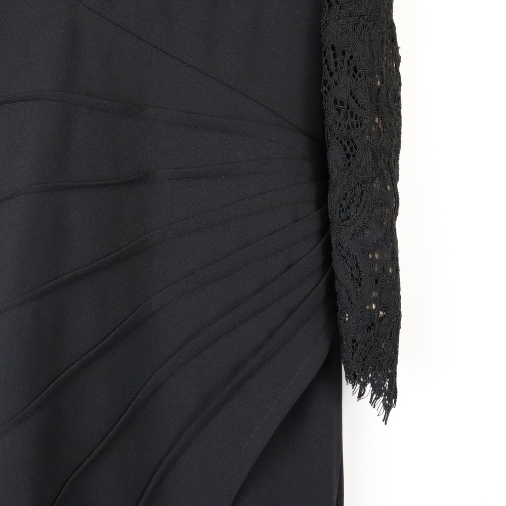 NWT Tadashi Shoji Marshal Crepe & Lace Gown Black BTF21173LX 6 - Picture 7 of 12